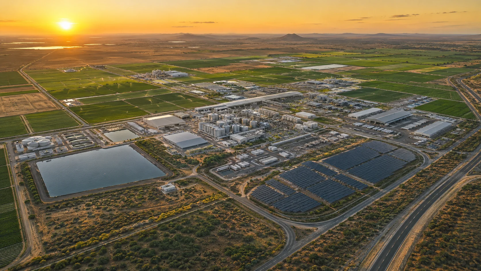 Illustrative aerial view of the integrated Kgatleng Agropark platform