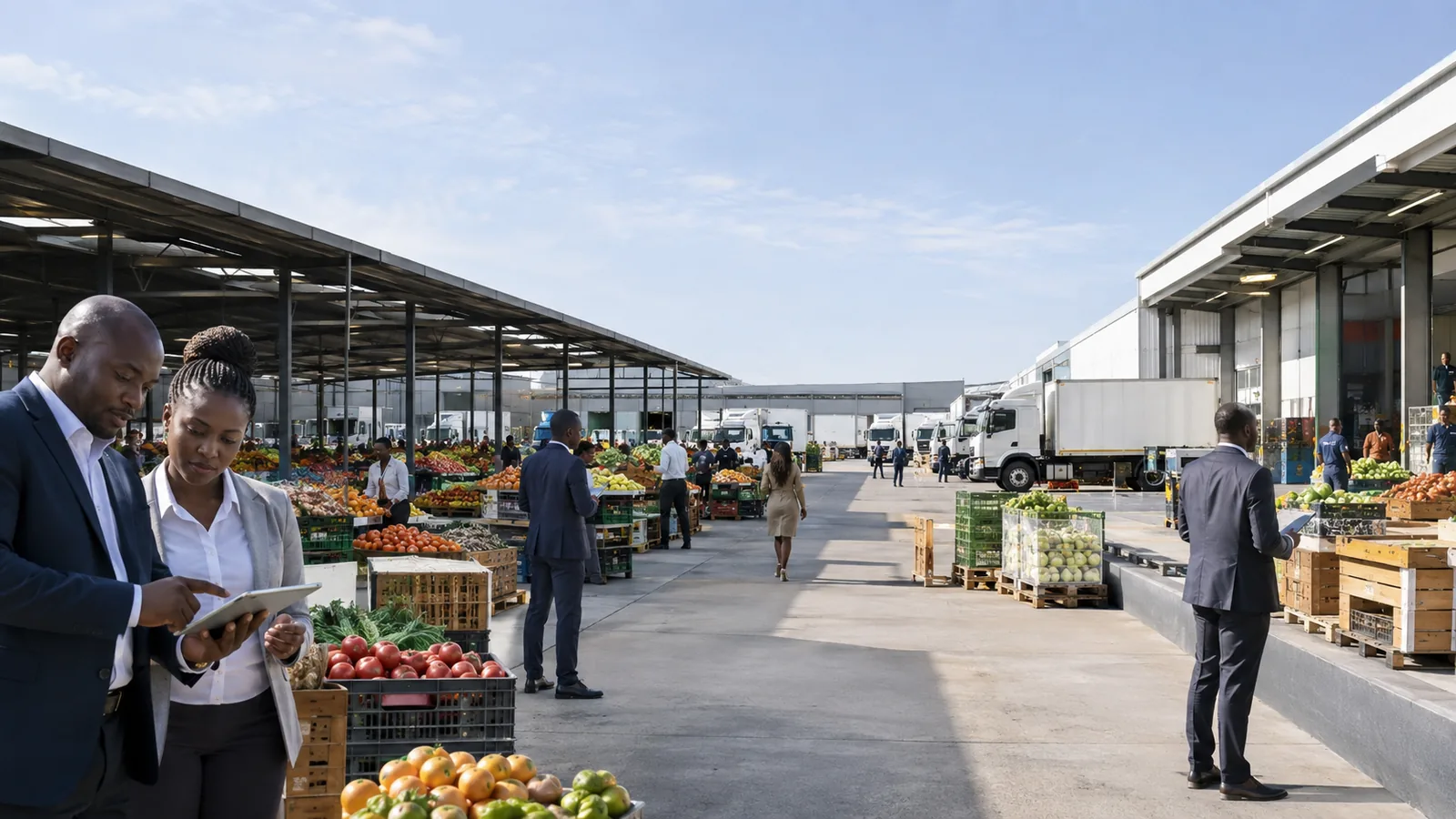Conceptual Food Trade City and buyer market environment