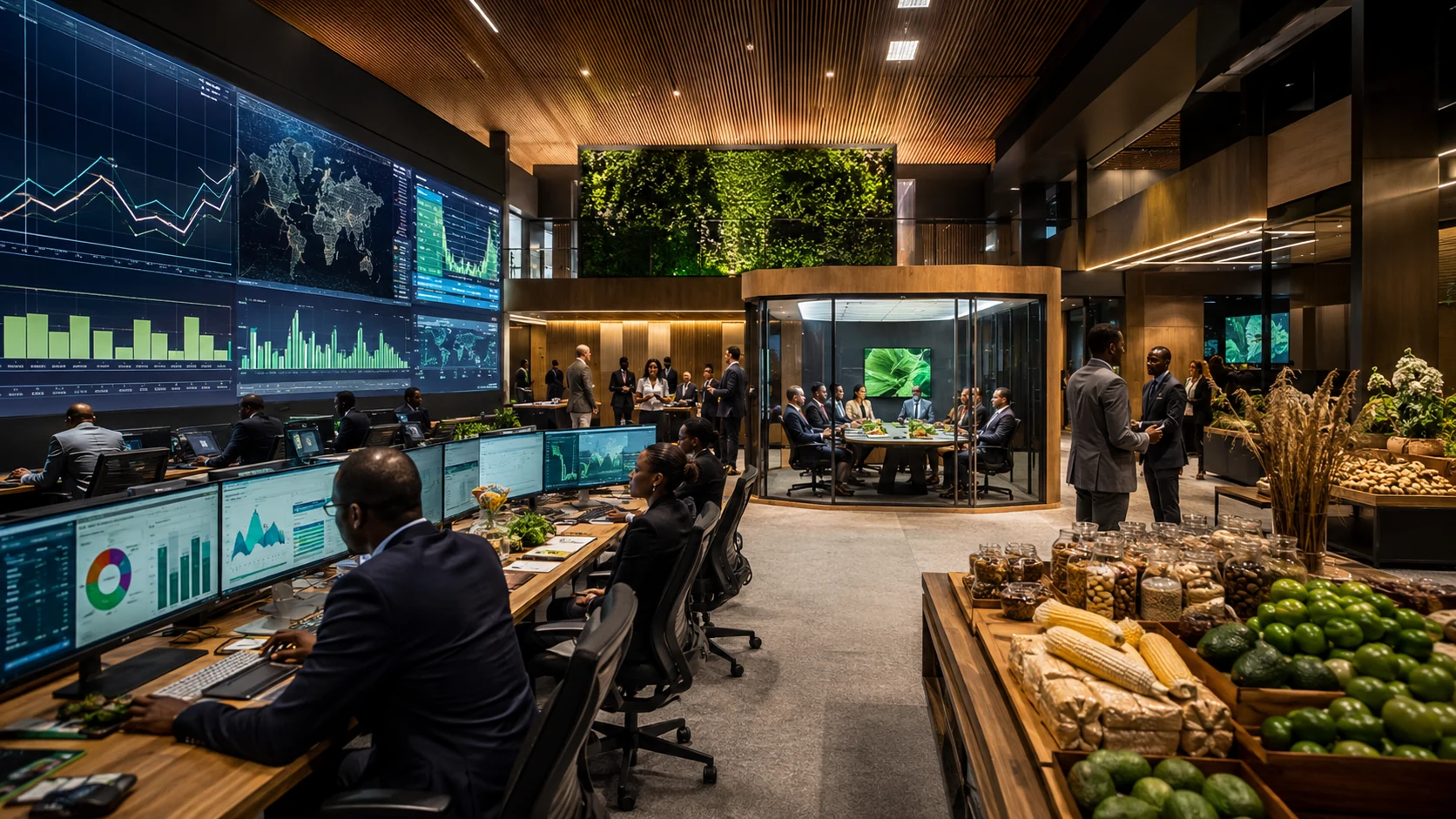 Illustrative Food Trade City market control room