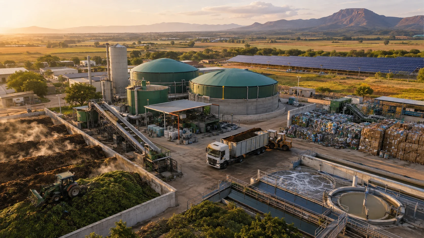 Conceptual circular resource recovery, biogas and wastewater infrastructure