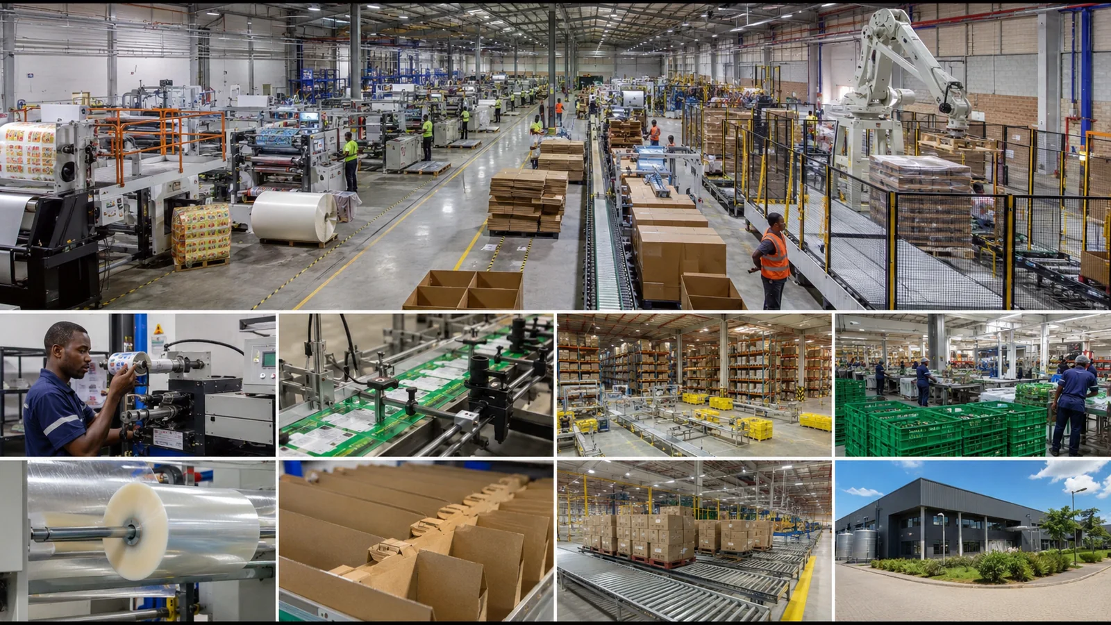 Illustrative packaging manufacturing and converting line