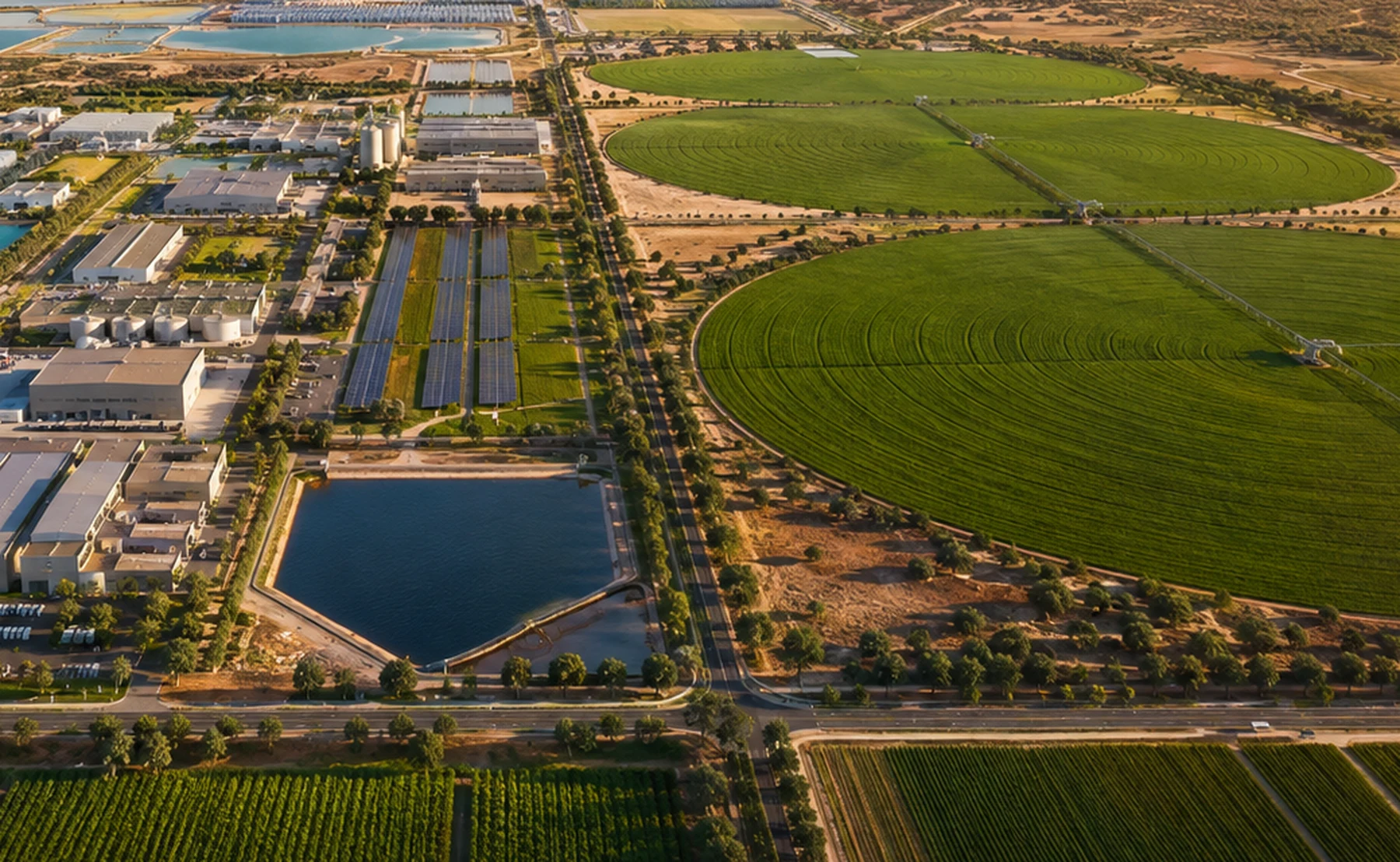 Conceptual distributed solar and industrial energy infrastructure within the Agropark